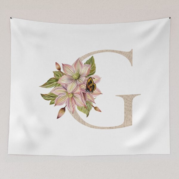 Item preview, Vintage Beige Letter G With Abstract Flowers and Leaves. Floral Letter Monogram G designed and sold by silviaol.