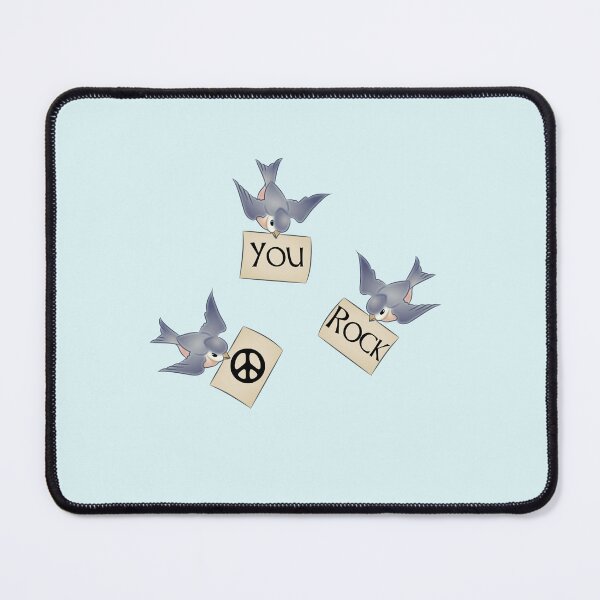 Item preview, You Rock - 50's Style Retro Blue Birds with Message and Peace sign designed and sold by S Quinn.