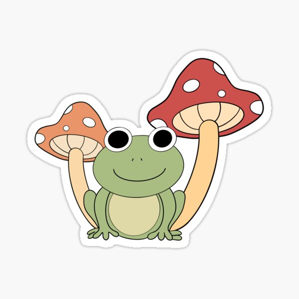 Frog and Two Mushrooms Sticker