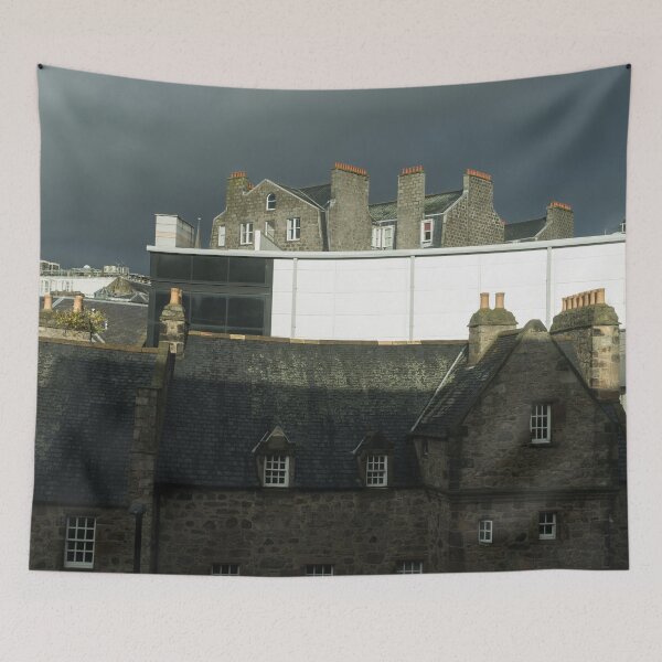Item preview, Moody Aberdeen Rooftops - Storm Clouds and Multi-flue Chimneys designed and sold by Georgia Mizuleva.