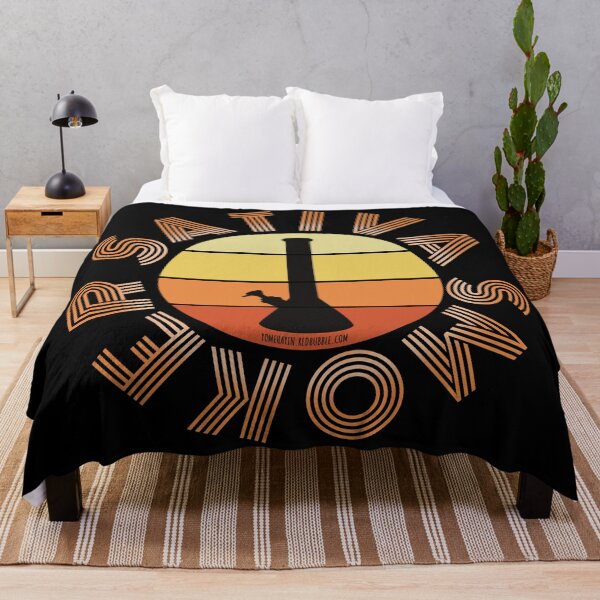 Aperçu de l'œuvre Fumoir Retro Vintage Sunset Orange Bong-Sativa créée et vendue par YomeHayin.