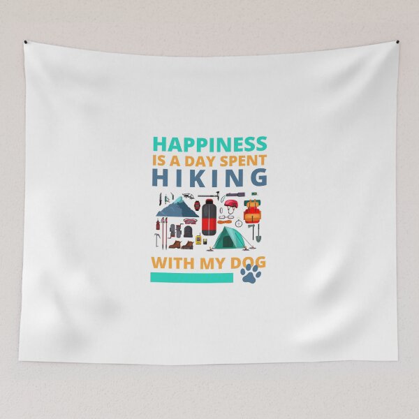 Item preview, Happiness is a Day Spent Hiking With My Dog Mountains Camping Items designed and sold by CameronBischoff.