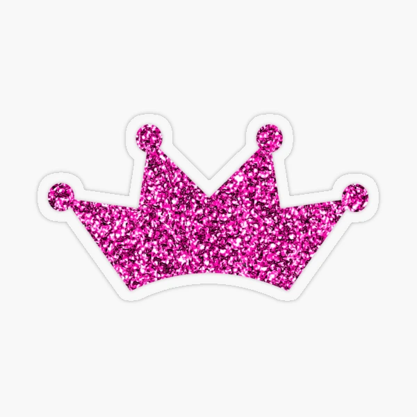 Hot Pink Glitter Crown - Glitter Effect (not actual glitter) | Sticker