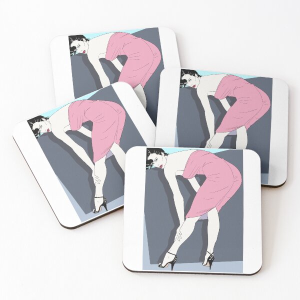 Item preview, 80S sexy woman squatting with punk dress designed and sold by BandyInk.