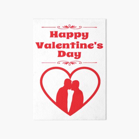 "Happy Valentine's Day Gay Couple Kissing Heart" Art Board Print by