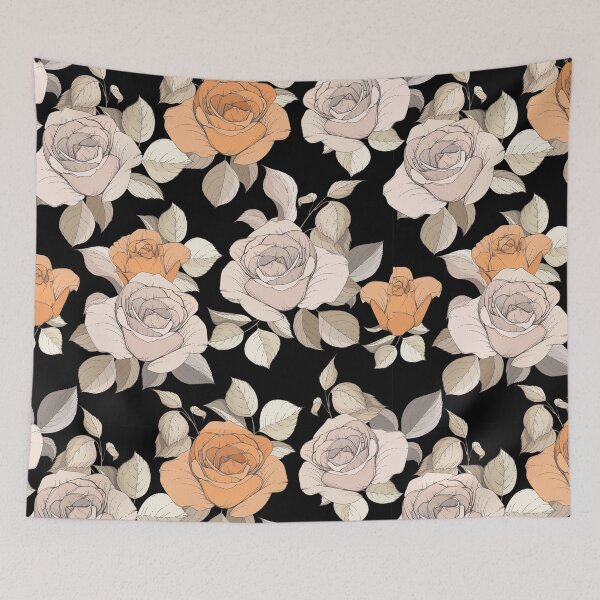 Item preview, Elegant Beige Black And Orange Abstract Flower Art Pattern designed and sold by NawalMagdy.