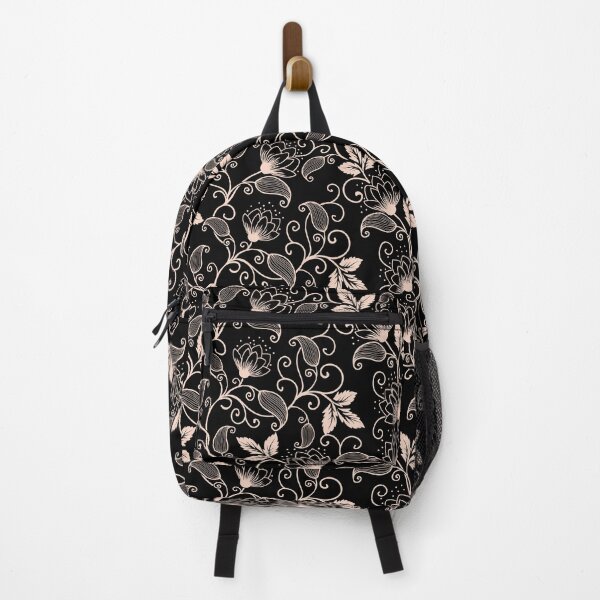 Item preview, Black and Beige Swirly Floral Pattern designed and sold by NawalMagdy.