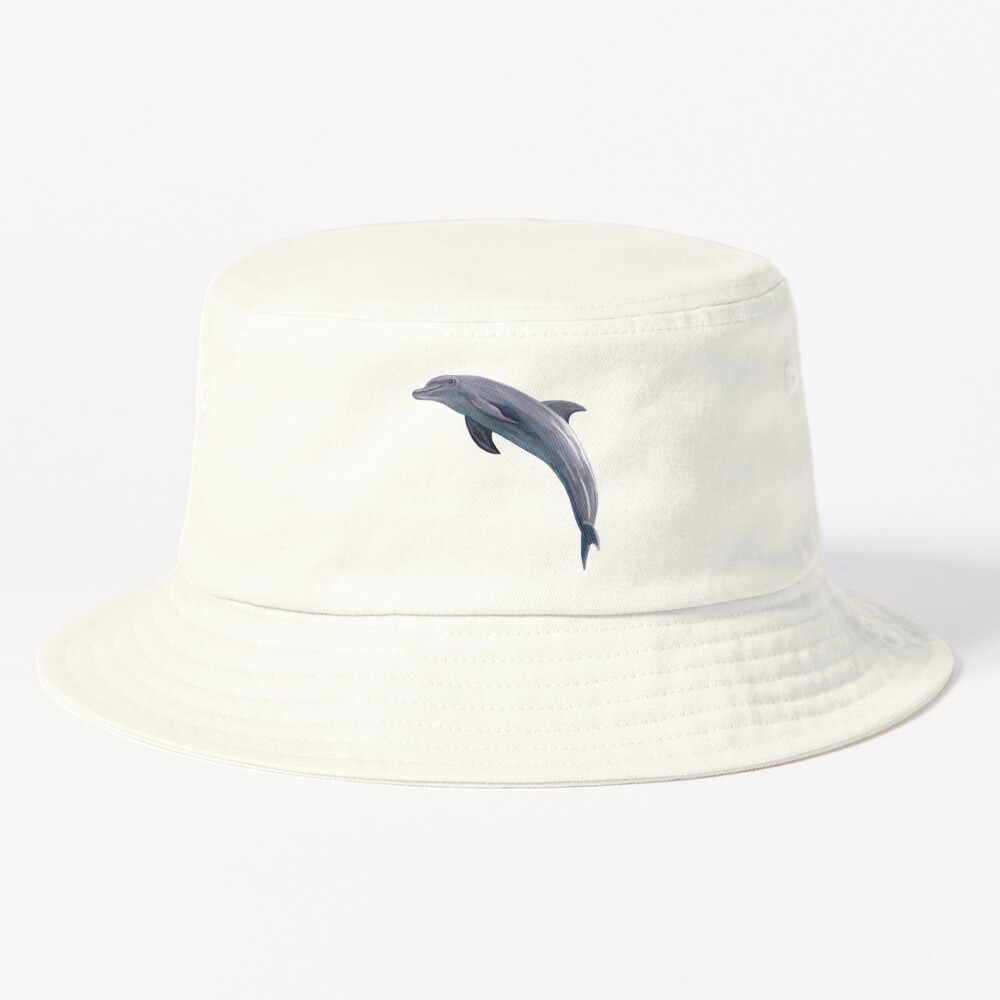 Serious Looking Dolphin Bucket Hat Sun Cap Dolphin Sea Ocean