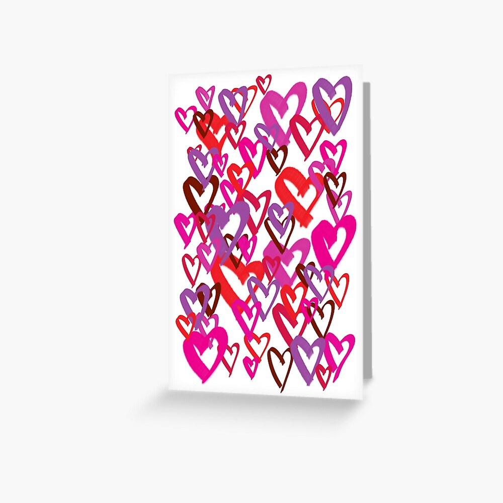 Hand Drawn Urban Graffiti Hearts Pattern Greeting Card