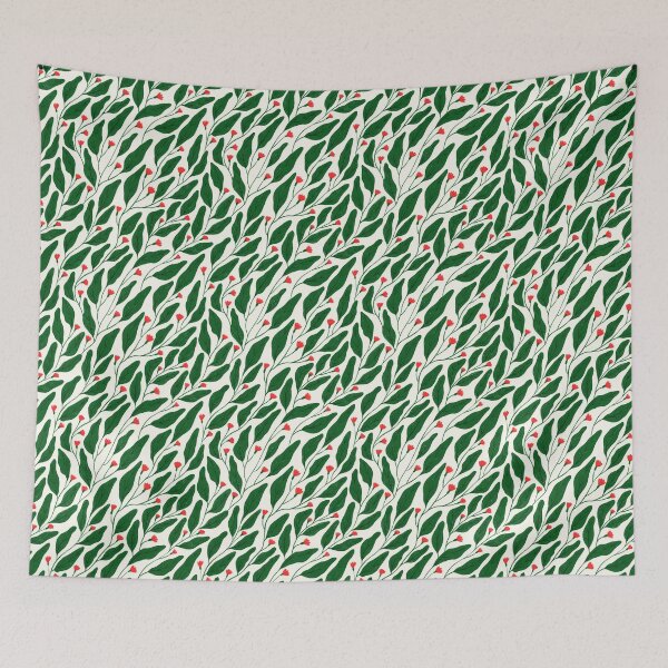 Item preview, Cute Artsy Botanical Floral Green Leaves Red Flowers designed and sold by Pencheartmagic.