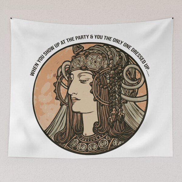 Item preview, Classical Art Meme Overdressed Art Nouveau Woman designed and sold by Wenkatdesigns.