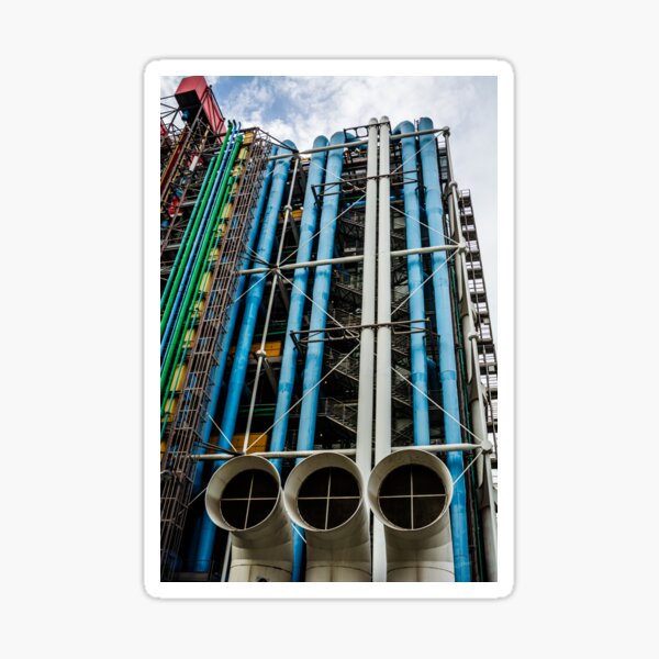 Colored pipelines on the facade of a building Sticker