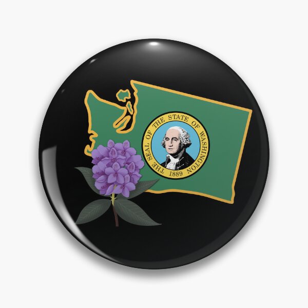 Item preview, State of Washington Flag with State Flower Pacific Rhododendron 2 designed and sold by Gsallicat.