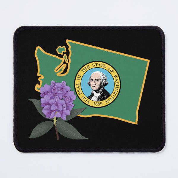 Item preview, State of Washington Flag with State Flower Pacific Rhododendron 2 designed and sold by Gsallicat.