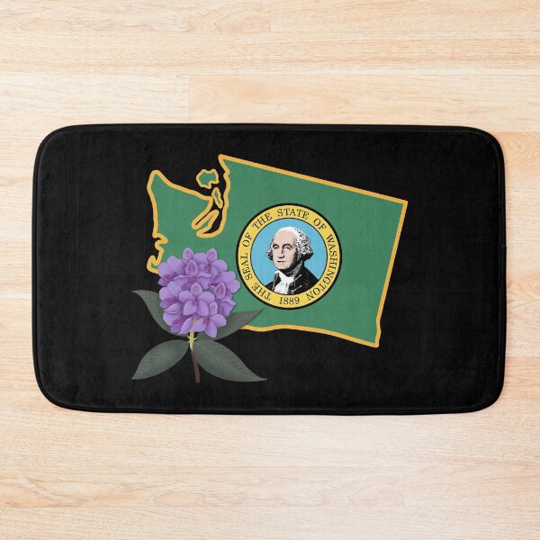 Item preview, State of Washington Flag with State Flower Pacific Rhododendron 2 designed and sold by Gsallicat.