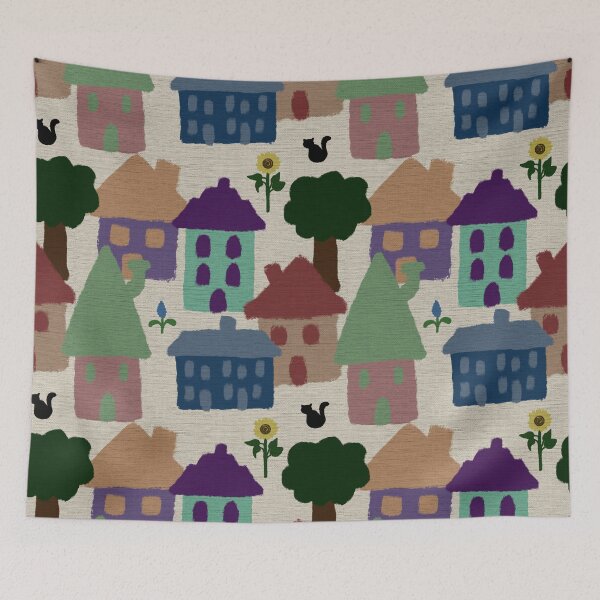 Item preview, Small town Cat Repeat pattern designed and sold by marialindemann.