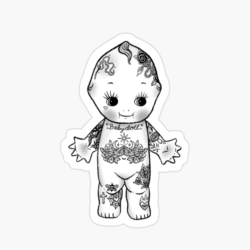 Cute Little Girl Coloring Page And Baby Doll Cartoon Outline Sketch Drawing  Vector, Car Drawing, Cartoon Drawing, Baby Drawing PNG and Vector with  Transparent Background for Free Download