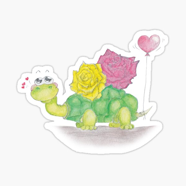 Valentine tortoise with flowers Sticker