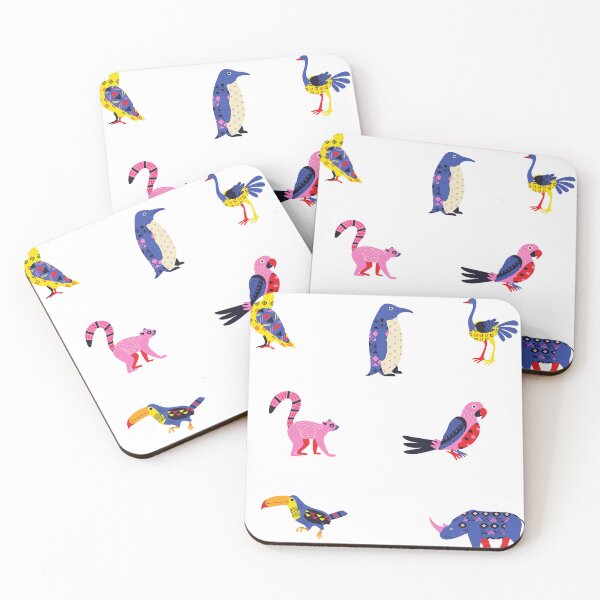 Item preview, Colorful Folk Art Patterned Birds and Animals  designed and sold by silviaol.