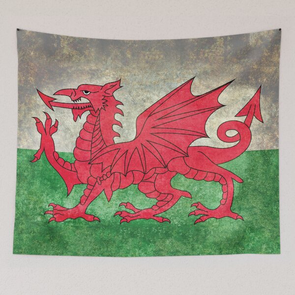 Artikelvorschau, Walisische Flagge von Wales im grungy beunruhigten Stil entworfen und verkauft von Bruiserstang.