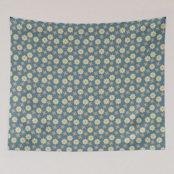Item preview, Copy of 60s Pale Pink Vintage Retro Flowers Floral Sixties Daisies White Green Flowers on Pale Grey designed and sold by fairy-taler.