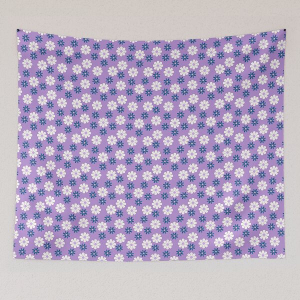 Item preview, 60s Pale Violet Vintage Retro Flowers Floral Sixties Daisies White Blue Flowers on Pale Violet designed and sold by fairy-taler.