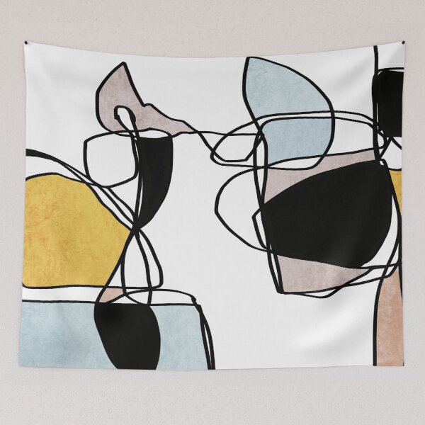 Item preview, Line Art, Irena Orlov, Minimalist, Yellow Blue Abstract designed and sold by Irena Orlov.