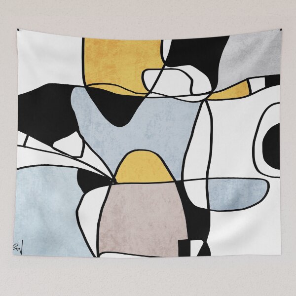 Item preview, Line Art, Irena Orlov, Minimalist, Yellow Blue Abstract designed and sold by Irena Orlov.