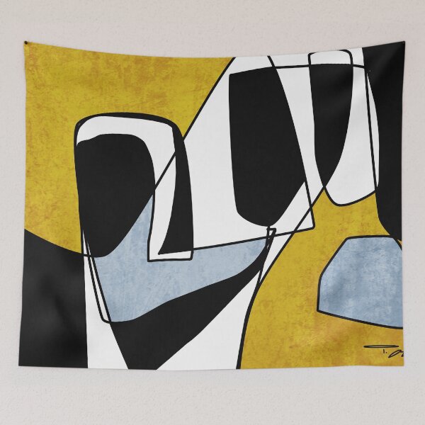Item preview, Line Art, Irena Orlov, Minimalist, Yellow Blue Black Abstract designed and sold by Irena Orlov.