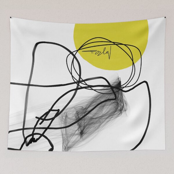 Item preview, Yellow Lines Minimalist Art, Black Yellow Abstract, Line Art, Irena Orlov designed and sold by Irena Orlov.