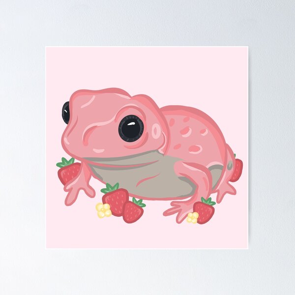 Pink Strawberry Frog Poster for Sale by RoserinArt