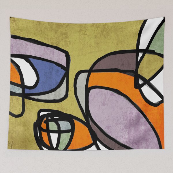 Item preview, Mid Century Abstract Green Orange Irena Orlov designed and sold by Irena Orlov.