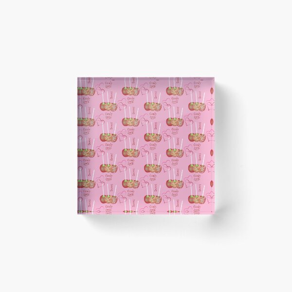 3 candy apples pink pattern Acrylic Block
