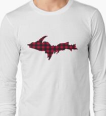 UP Upper Peninsula Michigan Buffalo Check Plaid Yooper Long Sleeve T-Shirt