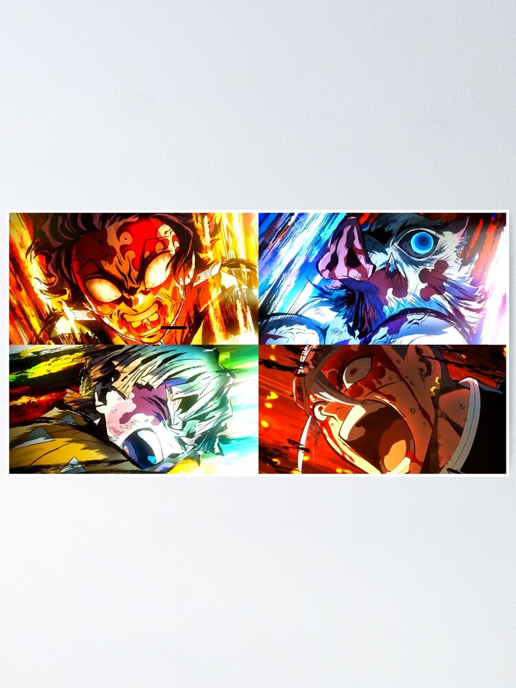 "Tanjiro, Inosuke, Zenitsu and Usui Tengen VS Daki and Gyutaro Upper