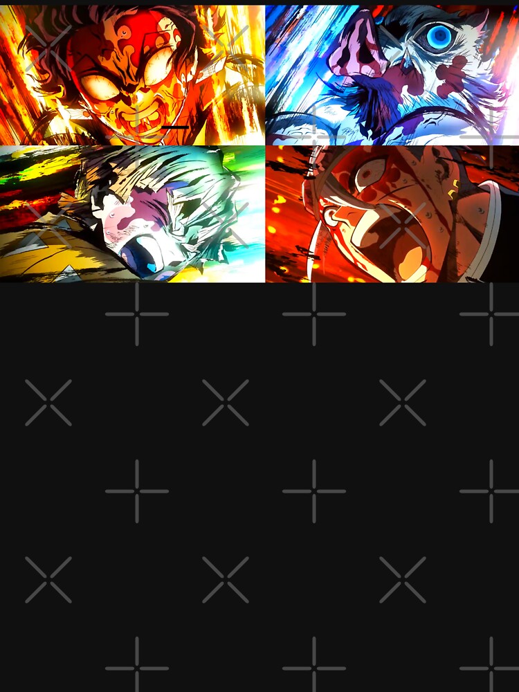 "Tanjiro, Inosuke, Zenitsu and Usui Tengen VS Daki and Gyutaro Upper