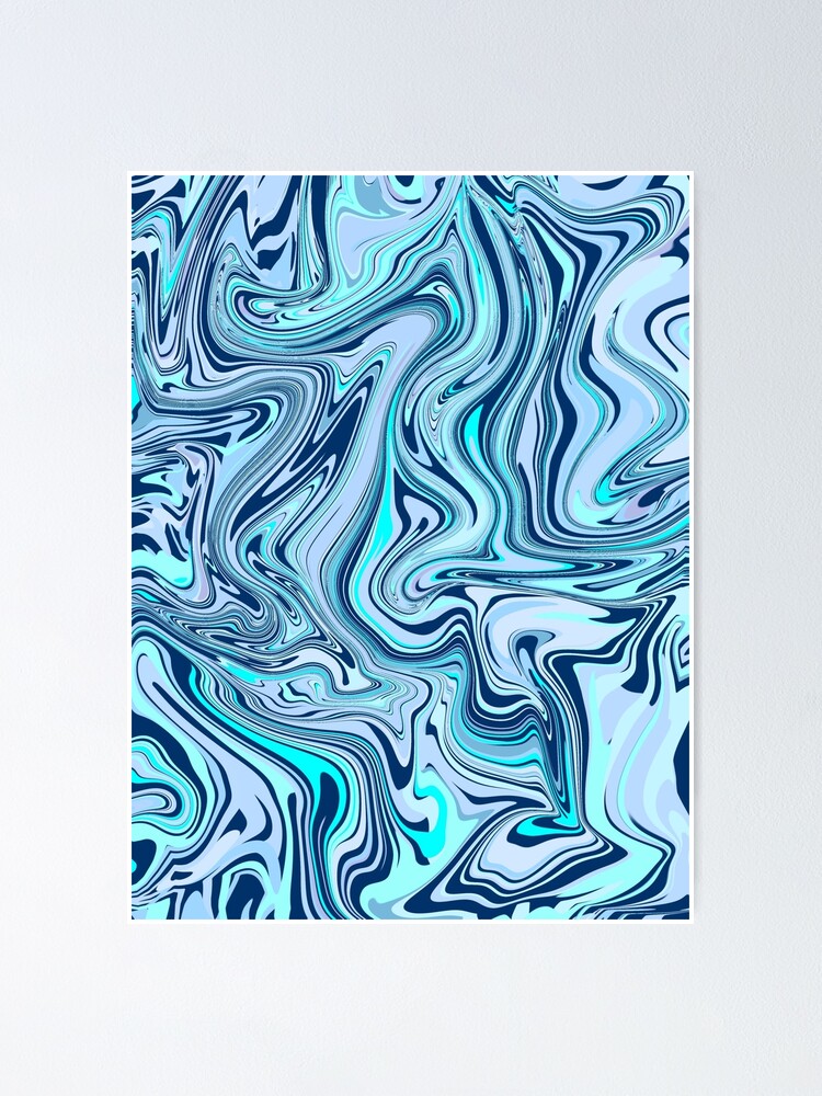 "Liquid Swirl Contemporary Blue Marble Abstract" Poster For Sale By ...