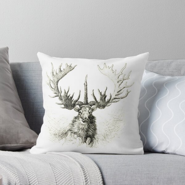 Item preview, Mythical Magical Unicorn Stag woodcut engraving from Woodmyth & fables, 1905 Antique Book by Ernest Thompson Seton designed and sold by Vicki Noble Art.