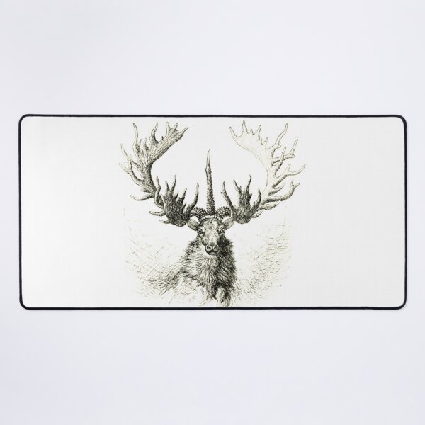 Item preview, Mythical Magical Unicorn Stag woodcut engraving from Woodmyth & fables, 1905 Antique Book by Ernest Thompson Seton designed and sold by Vicki Noble Art.