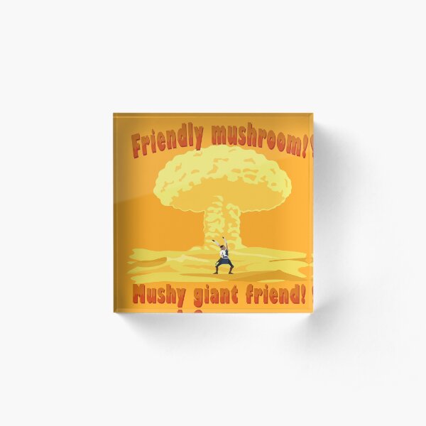 Friendly mushroom Q Acrylic Block