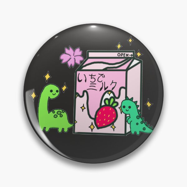 Aperçu de l'œuvre Lait de fraise mignon avec deux dinosaures à côté. créée et vendue par PAIMON-POL.