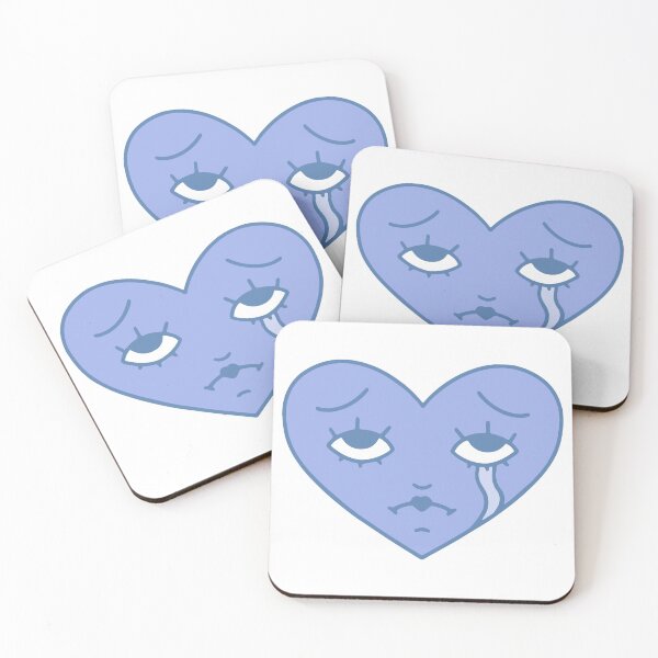 Item preview, Sad Heart Face in Blue designed and sold by HannahJMakesArt.