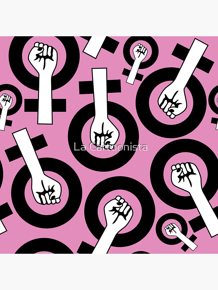 Feminist Fist Female Symbol Seamless Pattern With Pink Background Sticker For Sale By Shelma1 