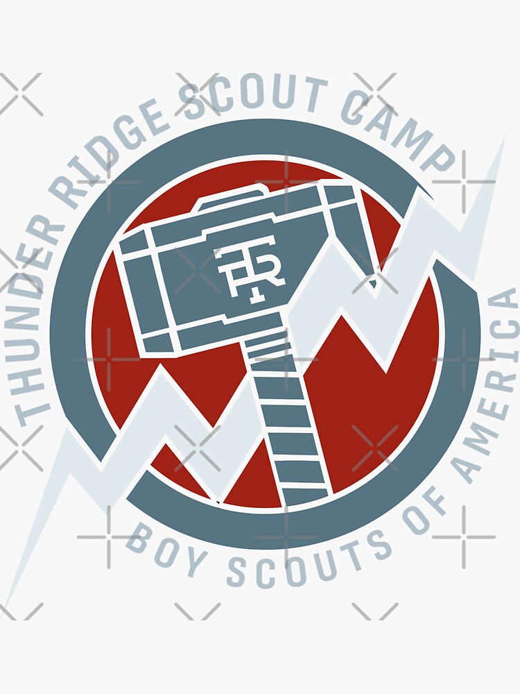 "Camp Thunder Ridge B.S.A. Hammer Lightning" Sticker for Sale by