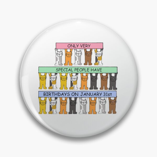 Item preview, January 31st Birthday Cartoon Cats Holding Up Banners designed and sold by KateTaylor.