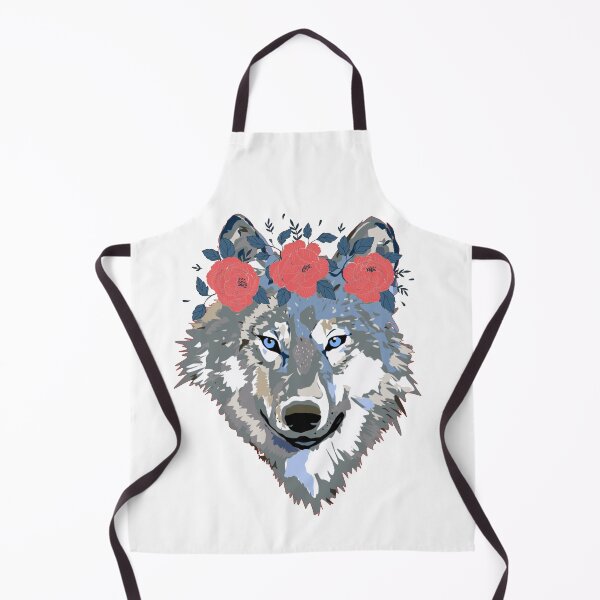 Item preview, Wolf With Flowers Canva print designed and sold by Dailyanimal.