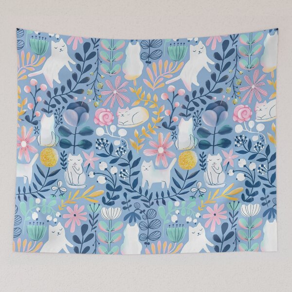 Item preview, White Cats Floral  designed and sold by Mnightsa.