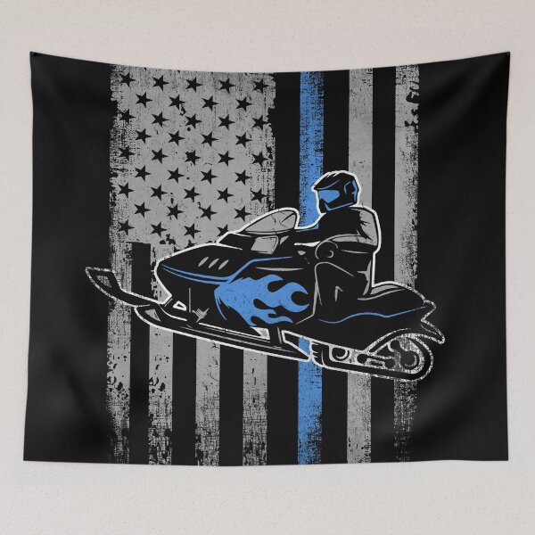 Item preview, Vintage American flag Snowmobile Blue designed and sold by Mnightsa.