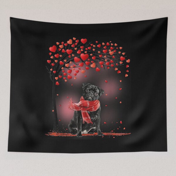 Item preview, Black Pug Dog Valentine Heart Tree  designed and sold by bessiey23.