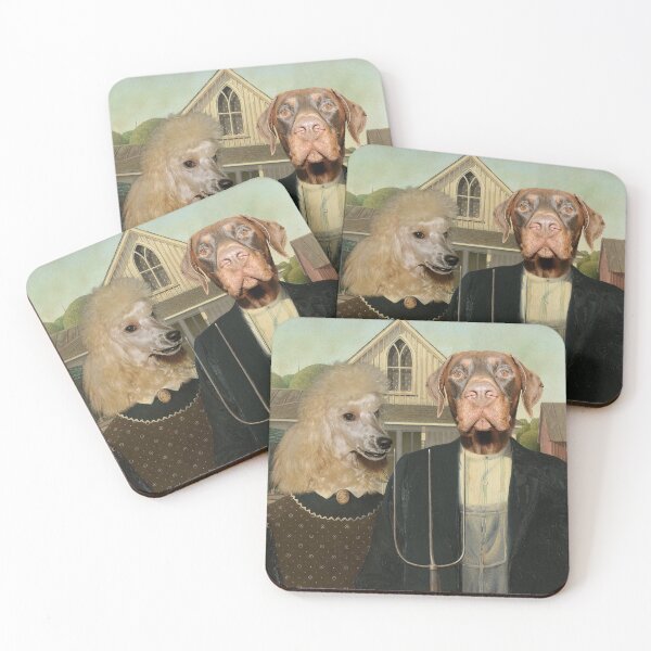 Item preview, Custom American Gothic dog portait - Doberman and Poodle designed and sold by PimpMyPet.